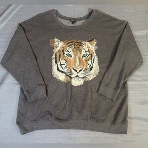 Torrid Tiger Graphic Sweatshirt Gray Fleece Pullover Women’s Plus Size 2